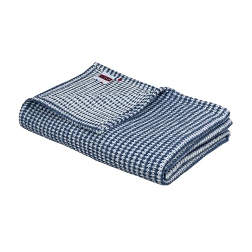 DODO - Plaid Coton Recyclé Caresse Marine 120x180 cm - Douceur Exceptionnelle - Confort Durable et Élégant - 54% Coton, 15% Acrylique, 13% Polyester -...