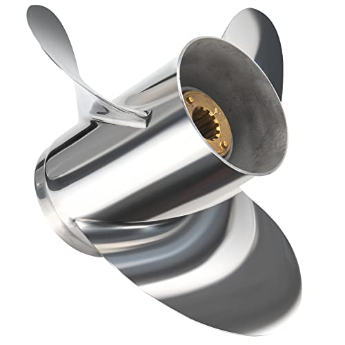 Qiclear 10,25 x 16 V Edelstahl Außenbordpropeller für Quecksilbermotoren 30-70 PS Vergleichsnr. 48-16986, 13 Zähne, RH