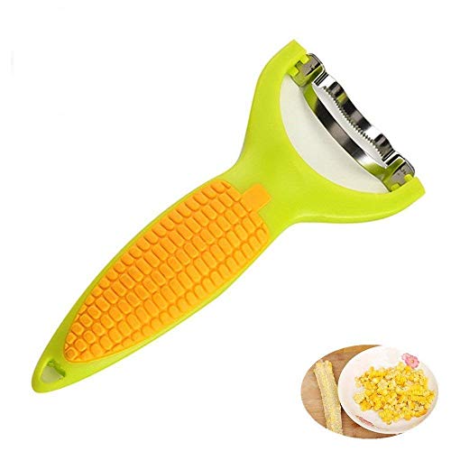 KeepingcooX Corn Zipper, Lovely Shape Ergonomic Kitchen Tool Corn Planer Cutter Cob Peeler Corn Stripper Kernel Cutter, Premium 420 Stainless Steel with Non Slip PP+TPR Handle