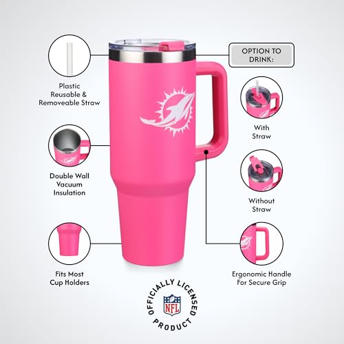 Image of The Memory Company Officially Licensed NFL - Miami Dolphins 40oz Pink Game Day Tumbler with Team Logo