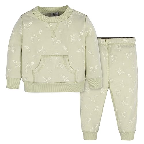Image of Gerber Baby Girls' Toddler 2-piece Fleece Sweatshirt and Jogger Set