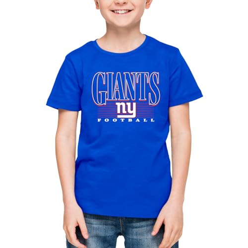 Team Fan Apparel NFL Youth Overtime Blueprint Football T-Shirt Unisex Tag Free Comfortable, Boys & Girls, Lightweight Soft (New York Giants - Royal, Medium)