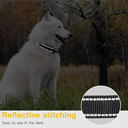 HEELE Hundehalsband, weich gepolstertes Neopren Nylon Hunde Halsband für kleine mittlere große Hunde und Welpen, verstellbare und reflektierende Halsband Hund für Training, Rosa, S