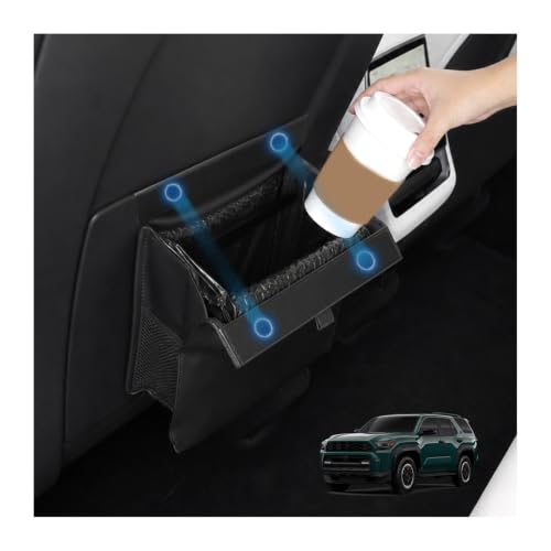 Image of for Car Trash Bag for 2024-2026 Toyota 4Runner Rear Seat Hanging Trash Can with Magnetic Closure PU Leather Trash Bin Foldable Garbage Bag & Organizer