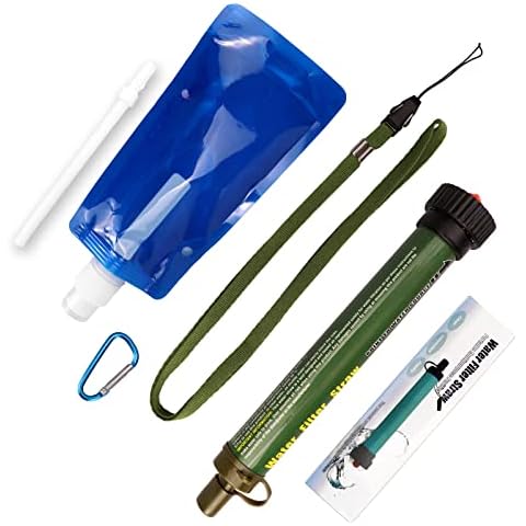 Portable Water Filter Drinking Water 2000 L, Water Filter Drinking Water Outdoor with 5-Layer Filter Cartridge for Camping Survival, Water Treatment, Drinking Water Removes Bacteria and Pollutants (1) Cover