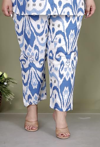 Image of Printed Shirt Style Cotton Night Suit for Women with Extra Plus Size