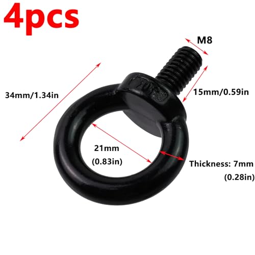 Image of Antrader M8 Lifting Eye Bolts,Stainless Steel Machinery Shoulder Lifting Eye Bolt,Black,4Pcs