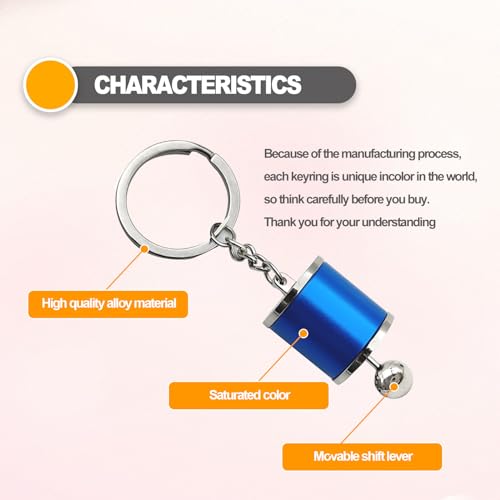 Image of Creative Auto Part Model Gear Box Shifter Keychain, 6 Speed Gear Box Shifter Keychain Key chain Ring, Mini Car Gear Shift Stick Knob Keyring, Car Key Fob Keychain Accessories(Blue)