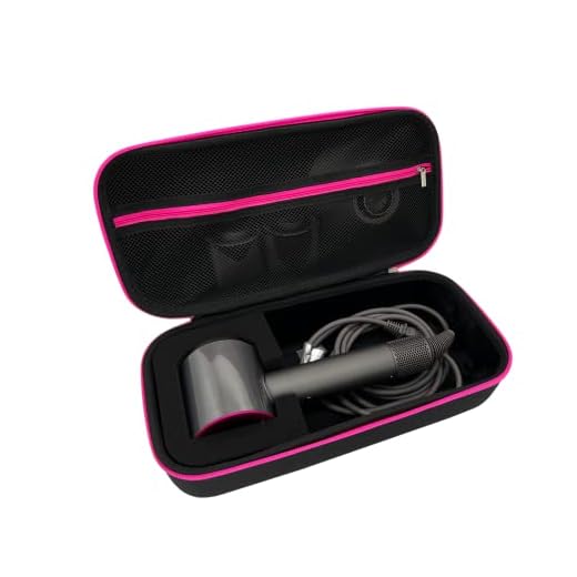 Storage Case Caring Hard Case for Dyson Hair Dryer and Accessories, Hard Travel Storage Case with Pink Zipper
