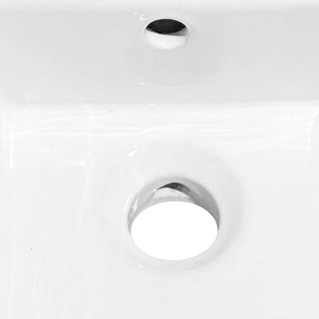 Lavabo in ceramica bianca, 48 x 25 x 15 cm, lavabo da appoggio per bagno degli ospiti, WC, lavello da parete, per ristrutturazione e ristrutturazione