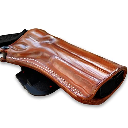 Premium Leather Owb Paddle Holster Open Top Fits, Chiappa Rhino 60Ds 357 Mag/9Mm 6'', Right Hand Draw, Brown Color #1266# #TOP5