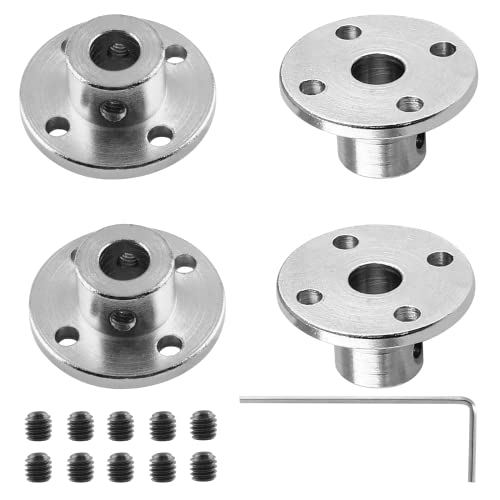 Bivethoi 4 Pcs Rigid Flange Shaft Coupling, 8mm High Hardness Metal Guide Coupler, Bearing Fittings Motor Connector with Some M4 Fastening Screw 1 Pcs Hex Wrench for DIY Handmade Model