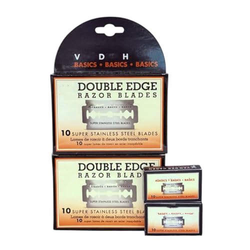 V D H Super Stainless Double Edge Razor Blades 20 Count (2-Pack of 10) - Comfortable Shave