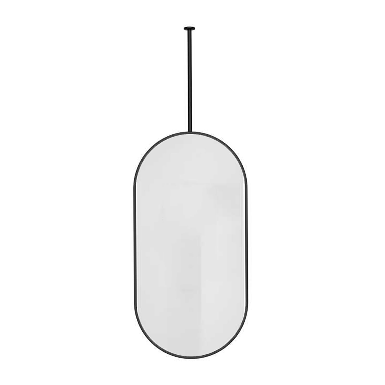 Lustra wiszące sufitowe, owalne lustro dekoracyjne ścienne, lustra do makijażu HD, do łazienki i golenia (wysięgnik z możliwością dostosowania) (czarne, 60 x 90 cm)