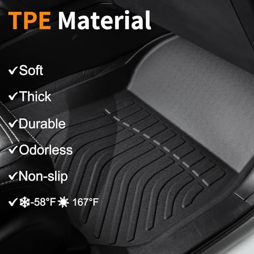 Binmotor-Floor Mats & Cargo Liner for Kia NIRO EV (Electric Vehicle) 2023-2026, All Weather Car Mats TPE Liners for Kia NIRO EV Accessories Mats Trunk Mat-Black by Binmotor - Image 3