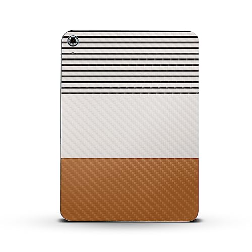 Image of MightySkins Carbon Fiber Skin Compatible with Apple iPad 10.9 inch 10th Gen (2022) Full Wrap Kit - Neutral Stripes | Protective, Durable Textured Carbon Fiber Finish | Easy to Apply | Made in The USA