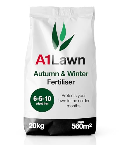 A1 Lawn Ultimate Autumn Winter Lawn Fertiliser, 20kg (560m2) - [6-5-10] Potassium Rich Feed with Nitrogen & Phosphorous - UK Professional Grade to Encourage Growth of Roots & Strong Grass