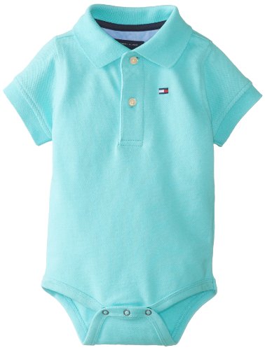 Tommy Hilfiger Baby-Boys Infant Short Sleeve Ivy Bodysuit, Minty Fresh, 3 Months