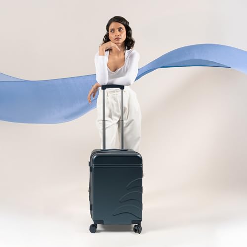 Image of Assembly Cabin Suitcase with8 Spinner Wheels & TSA Lock, Internal Laptop Pocket, Polycarbonate Hard Shell Carry On Luggage for Weekend Getaways, Navy Blue, 20-Inch