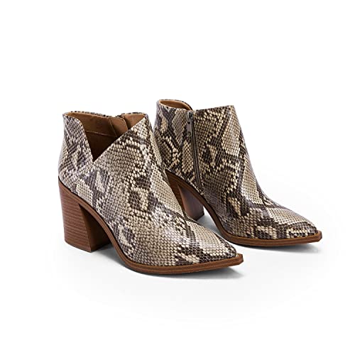 Womens V Cutout Ankle Boots Pointed Toe Block Stacked Chunky Heel Side Zipper Booties #TOP3