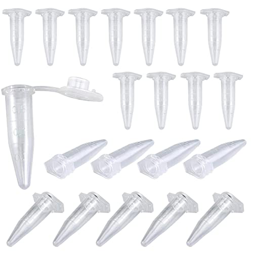 Tubes à Centrifuger,Micro Centrifuge Tubes,Micro Tube à Centrifuger en Plastique,Flacons Coniques pour Laboratoire,Micro Tubes de Centrifugeuse,Conique Microtube,avec Bouchon,Gradué, 1,5 ML,100 Pcs