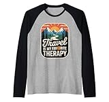 travel is my favorite therapy escape traveler vacation maglia con maniche raglan