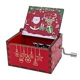 Colexy Mini Caja de Música de Madera Cajas de Música de Manivela Pure Hand-Classical Music Box Antigua Artesanía de Decoración del hogar para Regalos para Halloween Cumpleaños y Navidad (E)