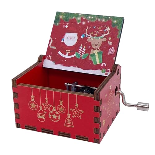 Colexy Carillon a manovella in Legno Vintage Mini Carillon in Legno con Incisione a Laser Wooden Music Box Creativo Regali per Gli Amanti della Famiglia Compleanno Capodanno Natale San Valentino (E)