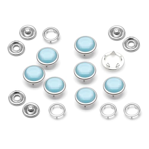 Boutons-pression effet perle bleu ciel 10,5 mm lavables pour finitions haute couture