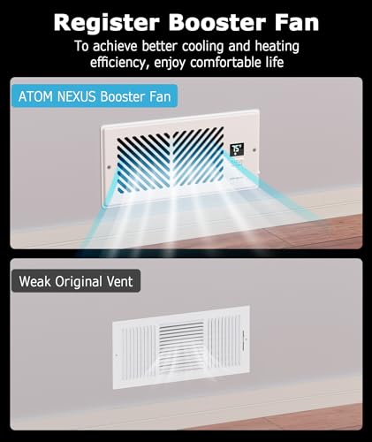 Atom Nexus Z410-W Airblaze Z4, Quiet Register Booster Fan Fits 4 Inchx10 Inch Register Holes, Smart Vent Booster Fan thumb #2