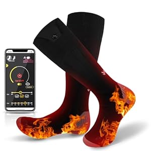 Beheizte Socken, 2025 neueste wiederaufladbare beheizte Socken, 5000mAh extra große Batterie Lange Lebensdauer bis zu 65°C große Heizfläche (Keine orangefarbenen Streifen, Taste 36-42)