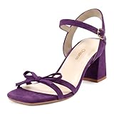Heels Charm Women’s Strappy Chunky Block Heeled Sandals 2.76 Inches Open Toe Square Toe Ankle Strap High Heel Dress Sandals Daily Work Dance Party Shoes Velvet Black Size 8.5