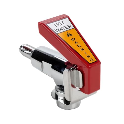 OCS Parts Hot Water Faucet | Direct Replacement for Bunn 12915.0000 | Red Handle Spigot with Pressure Relief and Chrome Shank for Bunn Coffee Machines