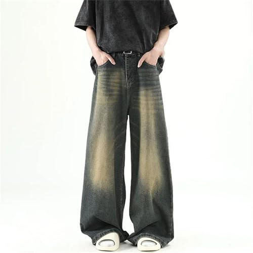 Men's Casual Long High Waist Baggy Denim Fashion Casual Straight Wide Leg Jeans with Pockets3