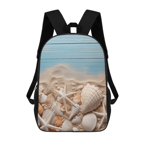 Sea Shells And Starfish Backpack - Durable 600D Polyester, 17 Inch Backpack with Ergonomic Adjustable Straps, Lightweight Travel Bag for Men & Women