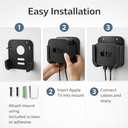 Image of Mizi iTV Wall Mount Holder Bracket Compatible with A-pple TV 4K 5th / 4th Generation - Black