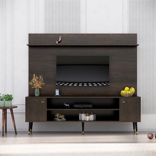 Image of Bniture TV Unit Cabinet for Living Room 30 to 65 Inch, Engineered Wood Cabinet Base Mount with 2 Door & Shelves, TV Stand Table with Storage for Books & Decor Unit for Bedroom (Flower Wenge)
