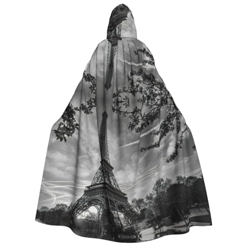 Cape à capuche Tour Eiffel adulte costume sorcière Halloween cosplay durable