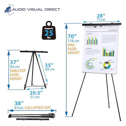 Pack of 10-Lightweight Aluminum Flip-Chart Presentation Easel, Black (10 Pack)