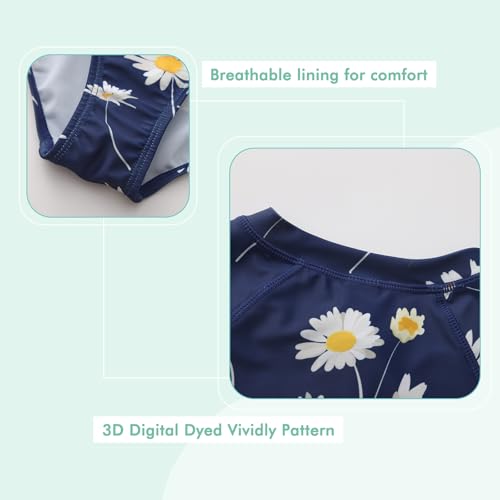 Image of Girls One Piece Swimsuits Short Sleeve Rash Guard for Girl Hawaiian Bathing Suit with Sun Protection Beachwear