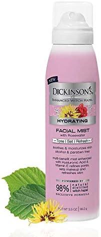 Amazon.com : Dickinson's Enhanced Witch Hazel Hydrating Mist with  Rosewater, Alcohol Free, 98% Natural Formula, 3.5 Fl. Oz. : Beauty &  Personal Care