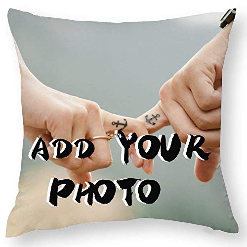 Deenor Personalised Cushion Cover Any Text Image Photo Here Printed Pillow Cover 20" x 20"