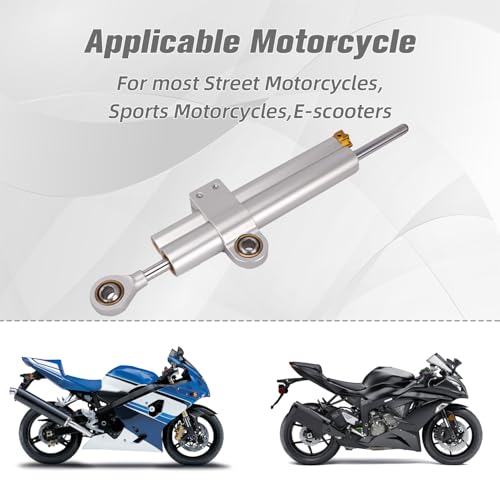 Lenkungsdämpfer Motorrad,CNC Aluminium Motorrad Lenkungsdämpfer Stabilisator Universal Einstellbar für E Scooter Fahrrad MT07 GSXR750 K4 ZX6R TL1000R