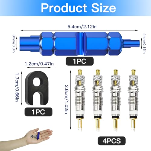 Fahrradreifen-Reparaturset: 4 Stück Presta-Ventilkerne Obus mit 2 Stück Ventilkern-Entferner-Werkzeug, universelle Ventilkern-Adapter für die Reparatur von Fahrradreifen – Bild 3