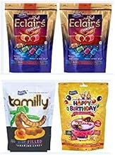 Derby Combo Pack of 4 - Delighful Assorted Cream Centre Eclairs (2 Pack), Happy Birthday Mixed Fruit Candy (1 Pack) & Tamily Candy (1 Pack)/ Birthday Party Pack