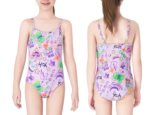 Image of Girls One Piece Swimsuits Adjustable Double Strap for Kids Palm Tree Print Toddler Bathing Suit Size 2T-10