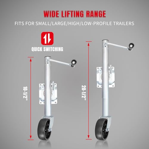 Image of Big RED ATR39001R-1 Torin Boat Trailer Jack with Single Wheel (6 Inch): Swing-Back Bolt-On Heavy Duty Swivel Tongue Trailer Jack, 1000 Lbs. Capacity