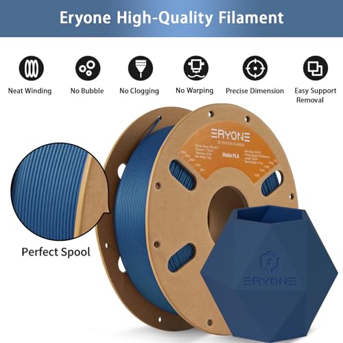 Image of ERYONE Matte PLA Filament for 3D Printer, Filament 1.75mm + /- 0.03mm, 1kg (2.2LBS) /Spool, Navy Blue