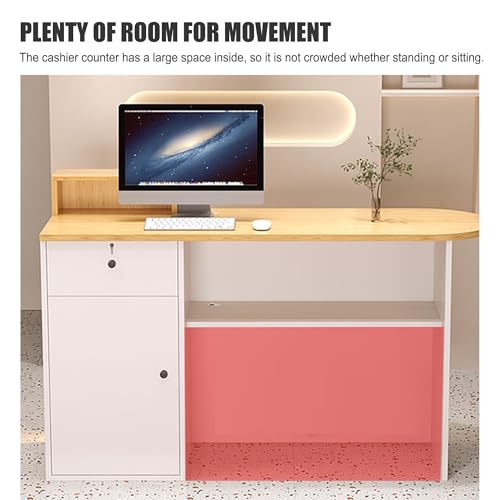 Piccola scrivania moderna per ricevimenti con armadietti e ripiani con illuminazione a LED, per negozi, uffici e saloni di casa, eleganti mobili da ricevimento
