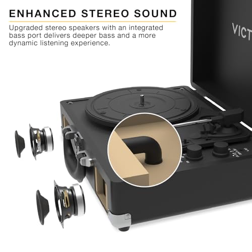 Image of Victrola Journey II Bluetooth 3-Speed Suitcase Record Player & Collector II Vinyl Record Storage Case, Holds 30+ Albums (Bundle, Pink)